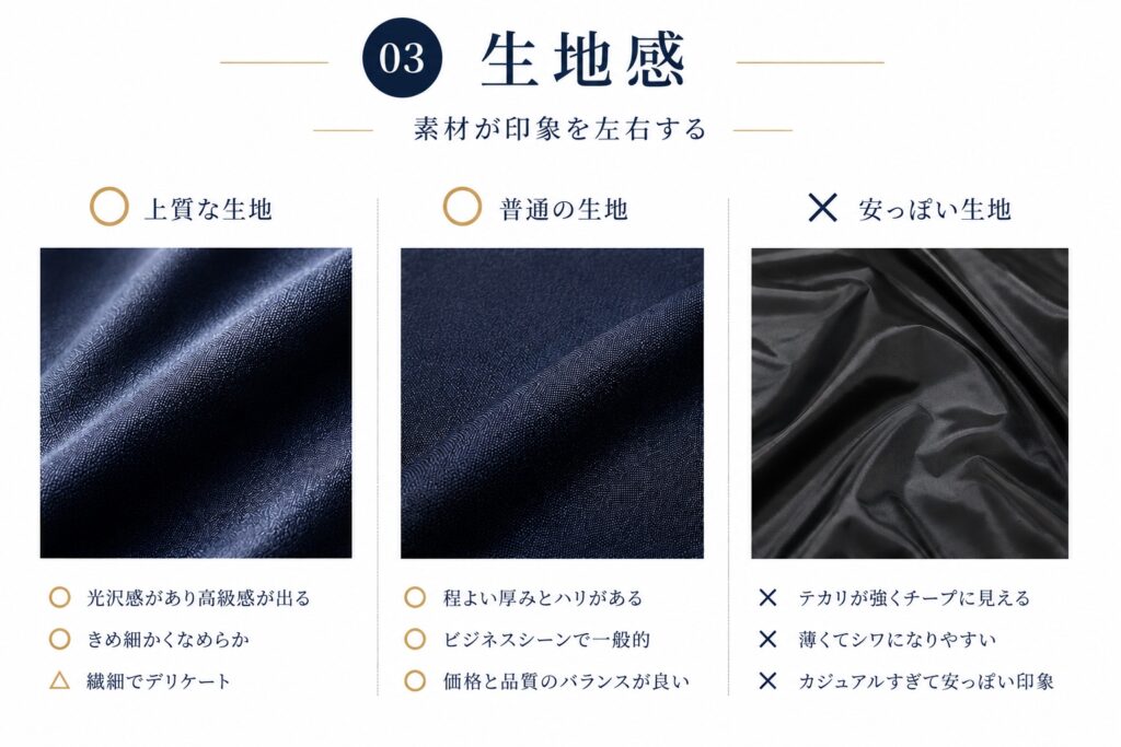 スーツ　素材感　比較