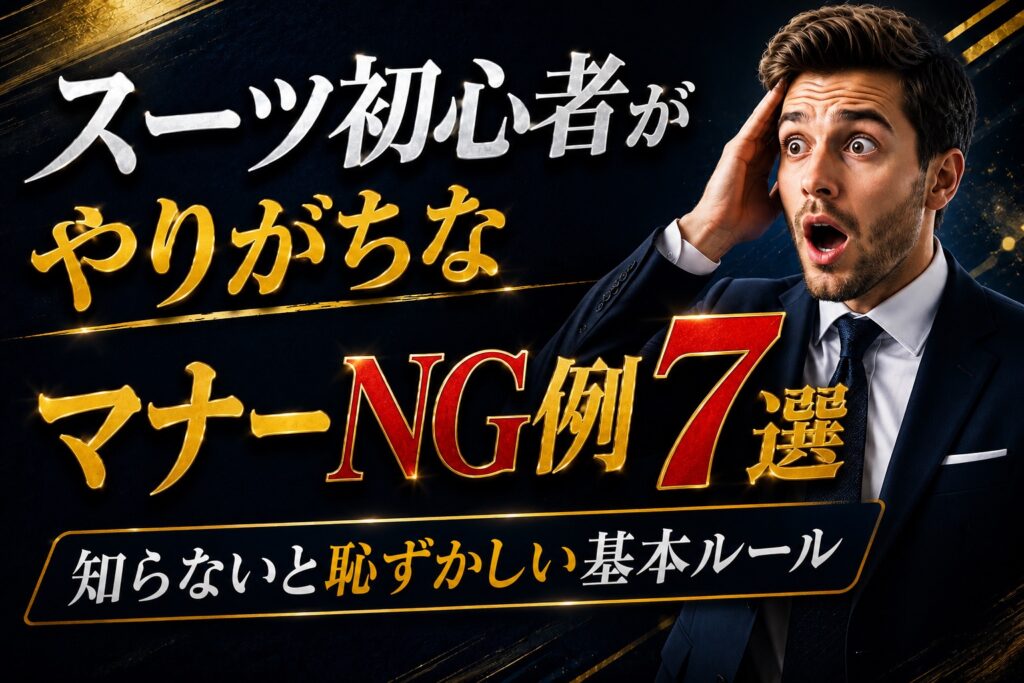スーツ初心者がやりがちなマナーNG例7選｜知らないと恥ずかしい基本ルール　サムネ画像