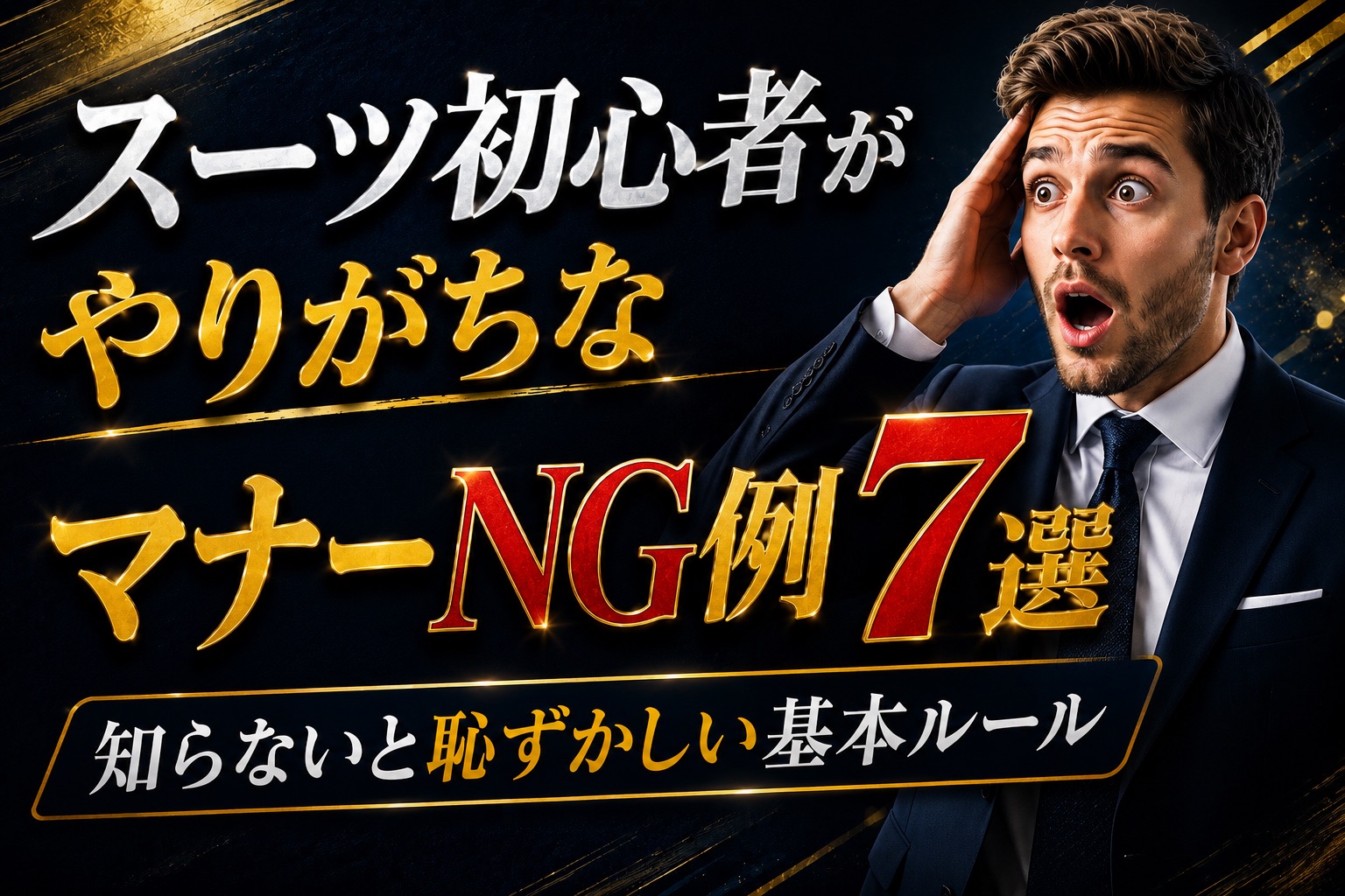 スーツ初心者がやりがちなマナーNG例7選｜知らないと恥ずかしい基本ルール　サムネ画像
