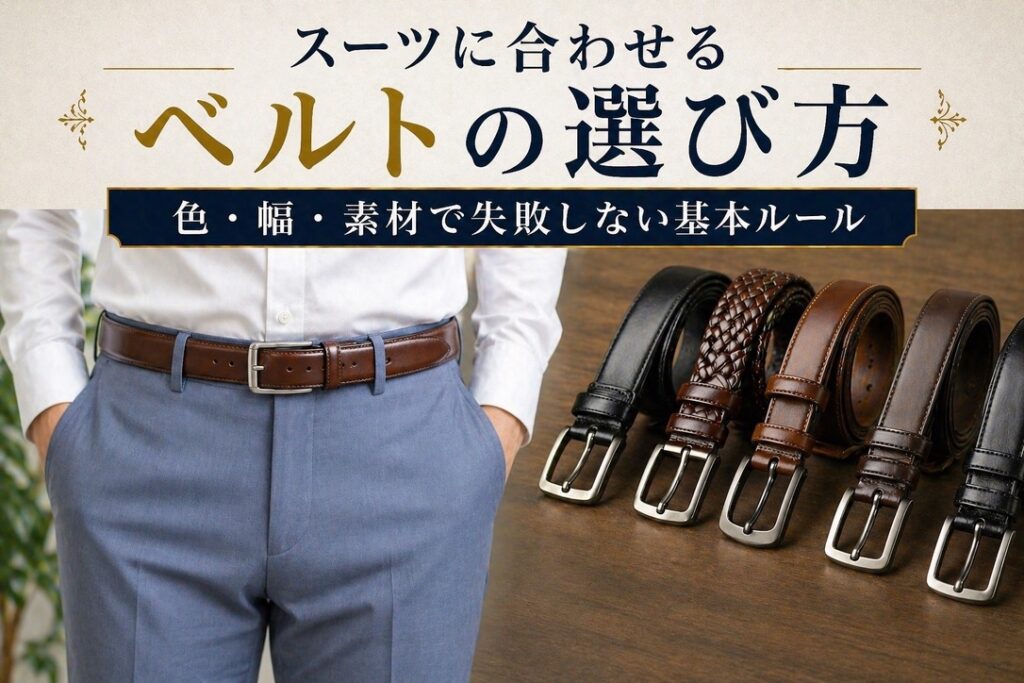 スーツ　ベルト　選び方　タイトル