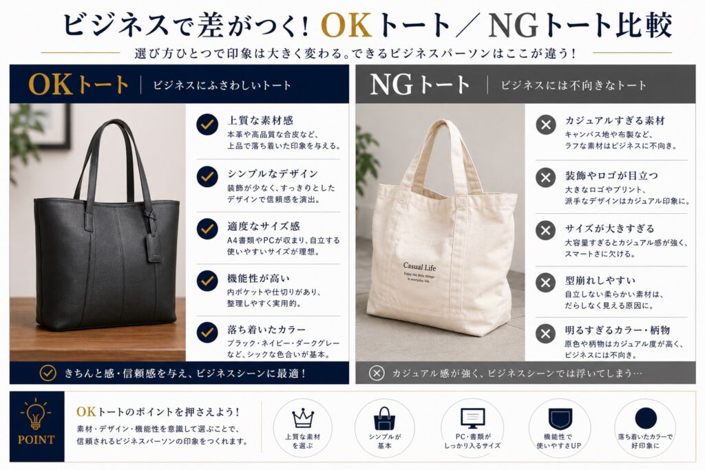 スーツ用バッグ　OKトート / NGトート比較