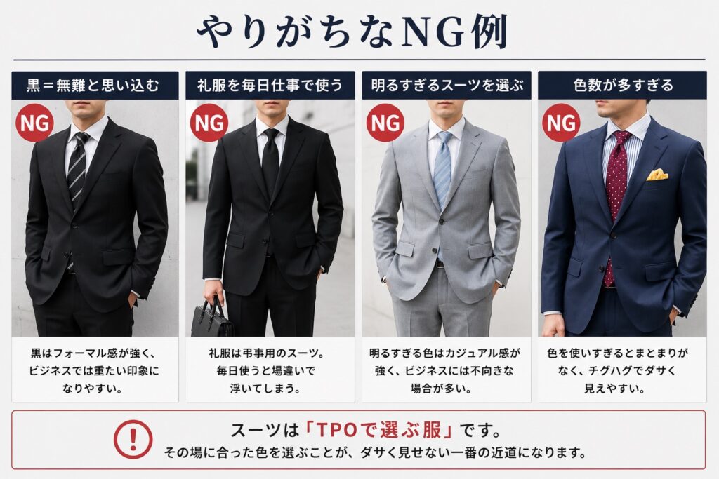 スーツ　色　NG例　比較