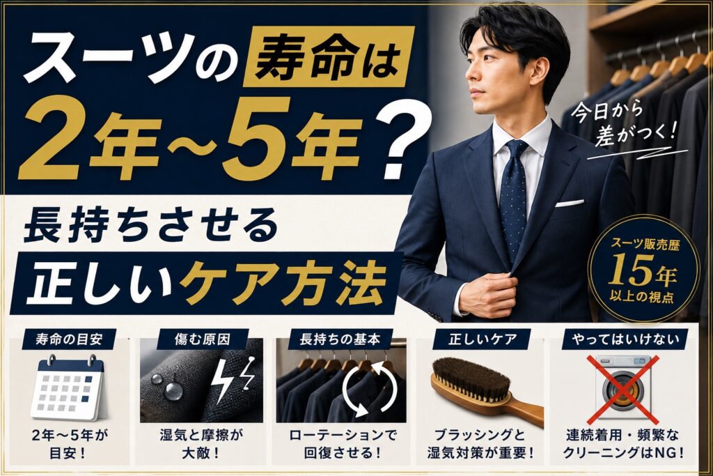 スーツの寿命はどれくらい？長持ちさせる正しいケア方法