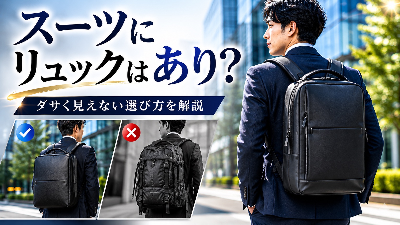 スーツにリュックはあり？｜ダサく見えない選び方を販売歴15年以上が解説　サムネ画像