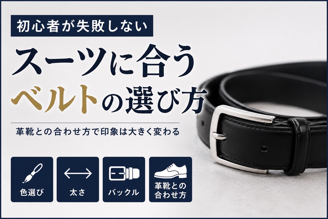 スーツに合うベルトの選び方｜初心者が失敗しない基本ルール　外向き　サムネ