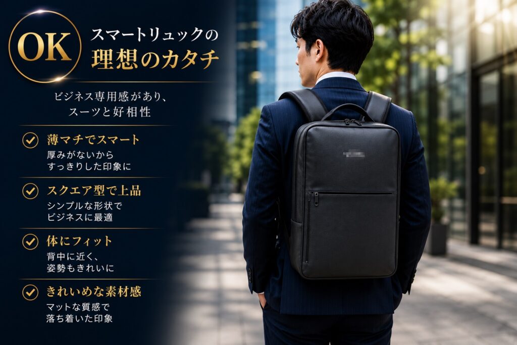 スマートリュックOK例　スーツに合う　バックパック