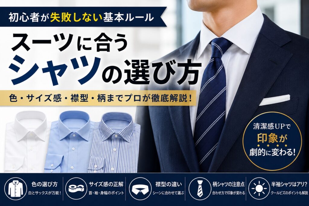 スーツに合うシャツの選び方｜初心者が失敗しない基本ルール　ページ内サムネ