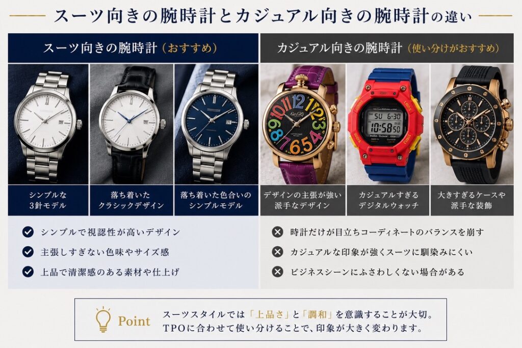 スーツ用　時計　向き不向き　比較