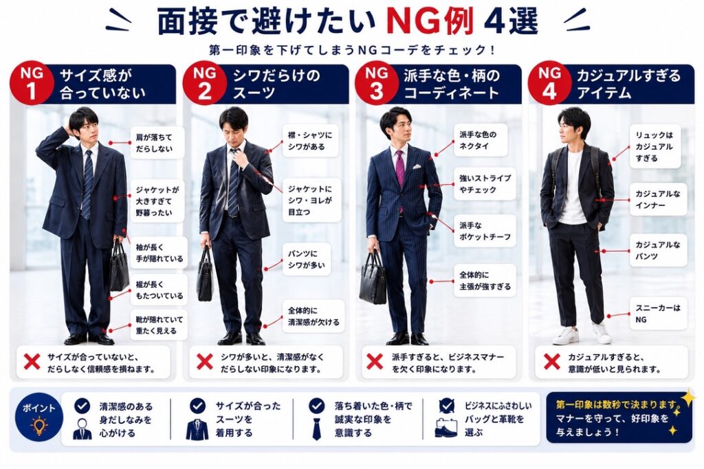 スーツ　面接　NG例4選比較
