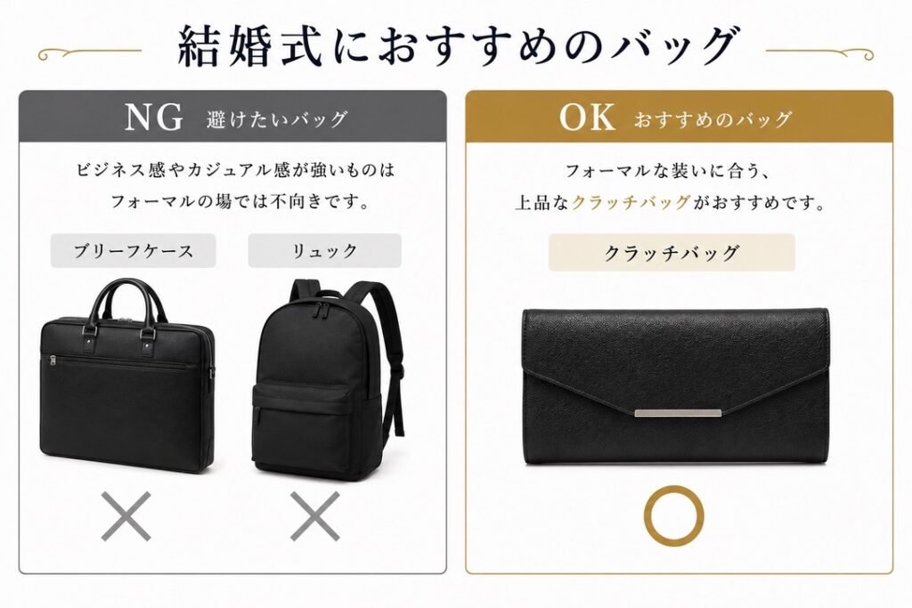結婚式　スーツ　バッグ