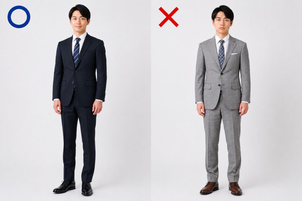【解説画像】
OKスーツとNGスーツ比較