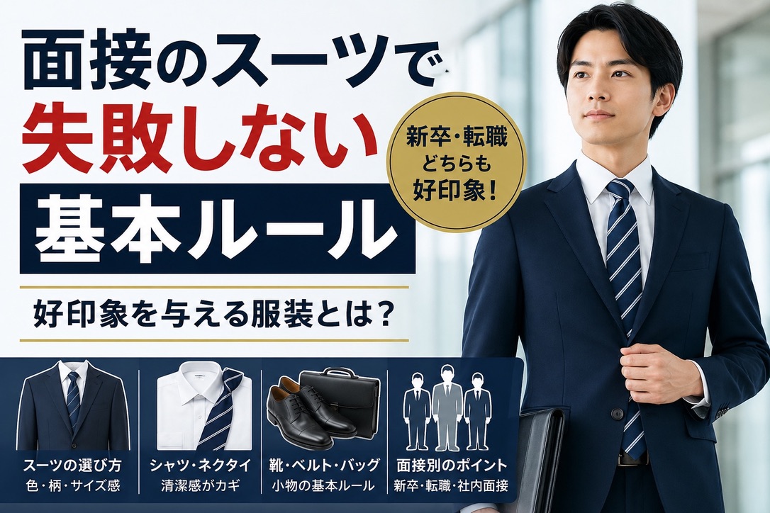 面接のスーツで失敗しない基本ルール｜新卒・転職どちらも好印象を与える服装とは？