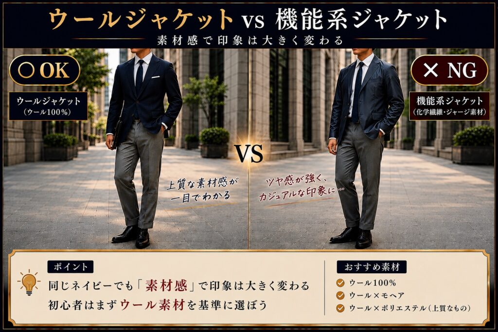 ジャケパン　ウールジャケット vs 機能系ジャケット比較