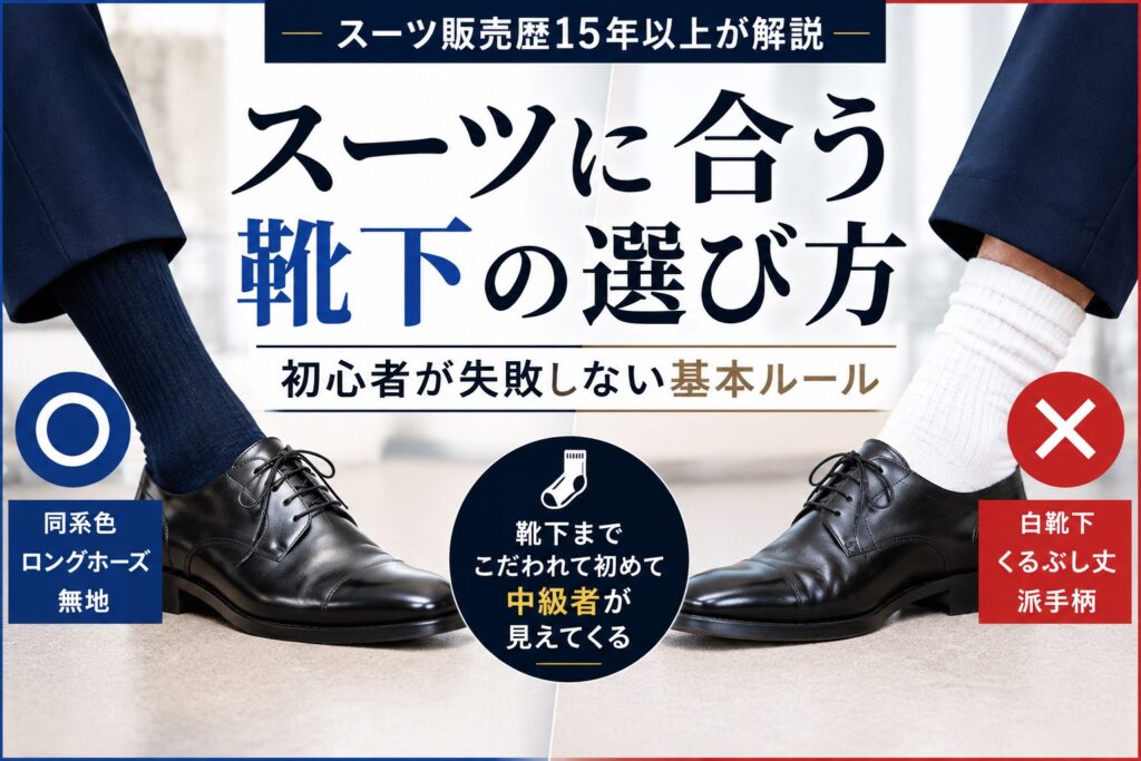 スーツに合う靴下の選び方｜初心者が失敗しない基本ルール　サムネイル画像