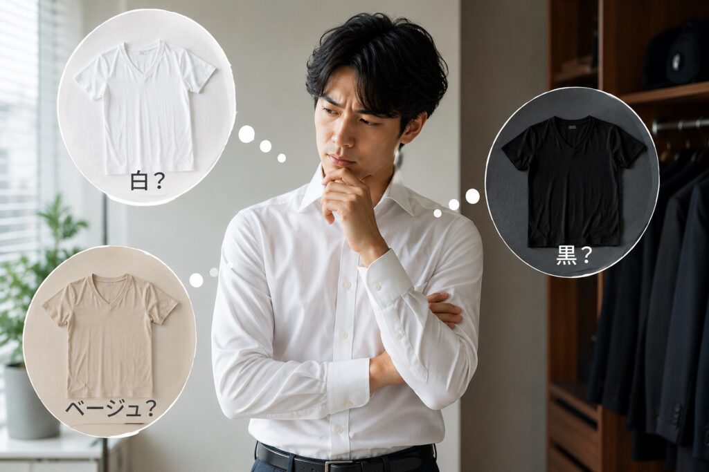 【導入下イメージ画像】
白シャツ比較
OK：自然な見え方
NG：肌着が透けている