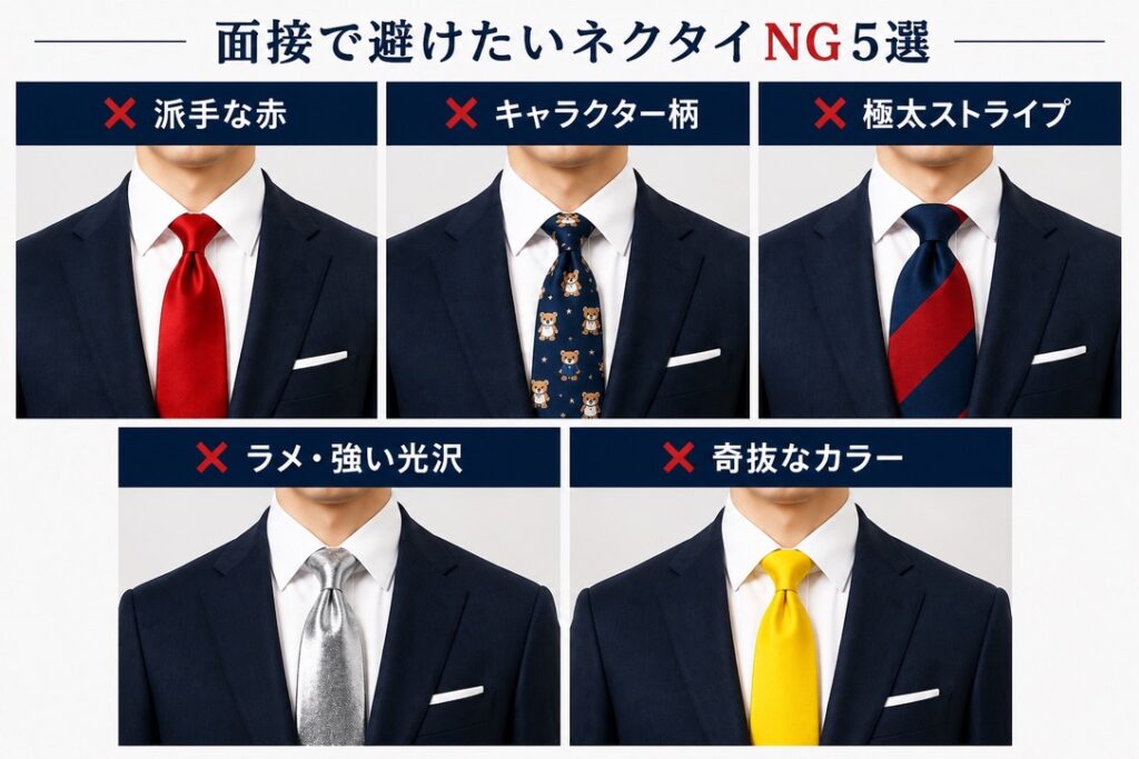 【面接用ネクタイNG例5選画像】