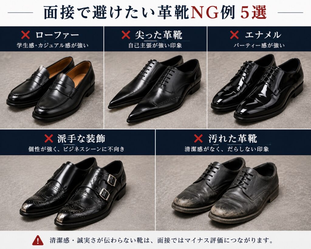 【面接シューズNG例5選画像】